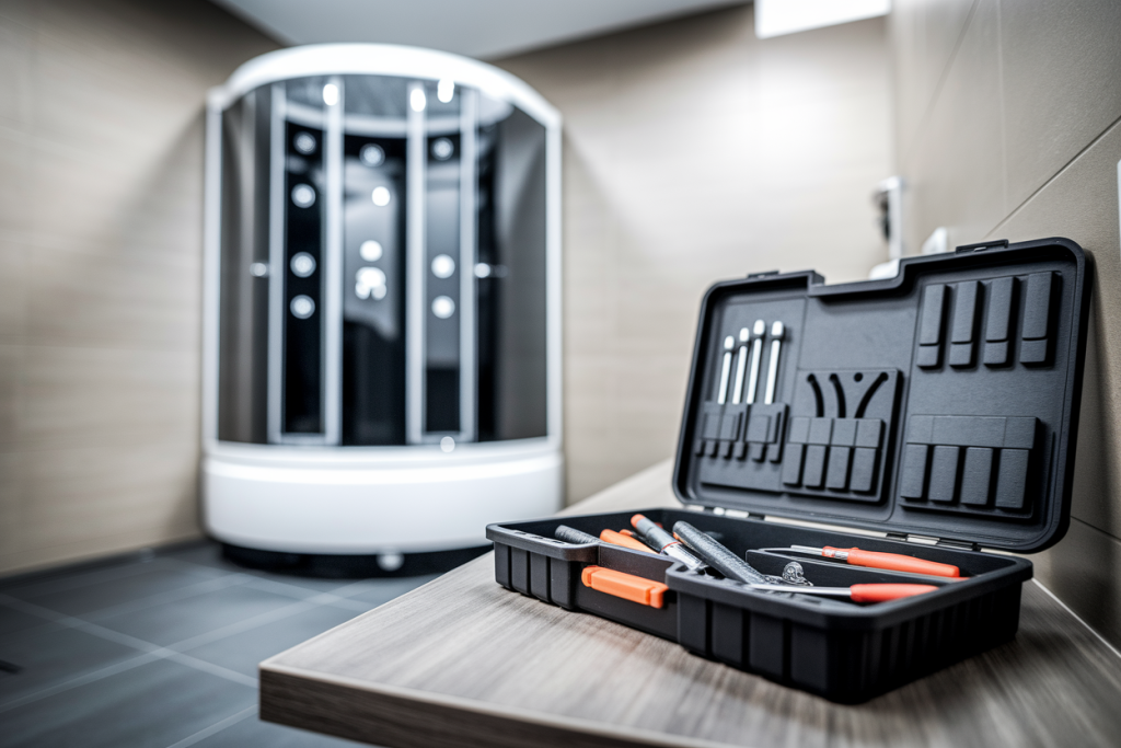 boite-outils-ouverte-douche-verre