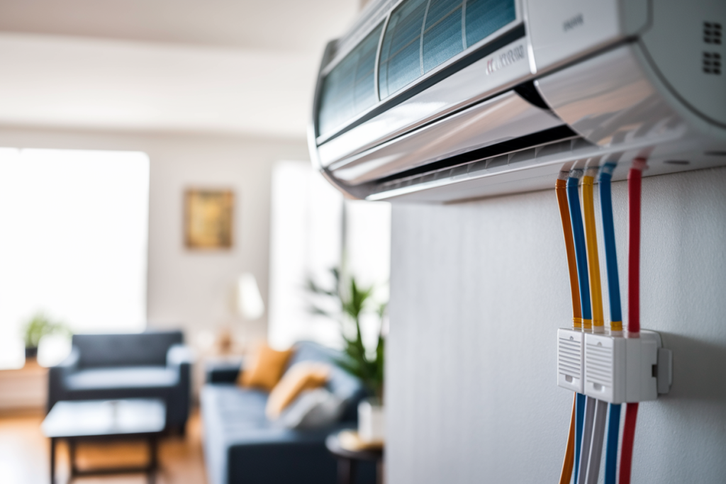 climatiseur-mural-cables-organises-salon