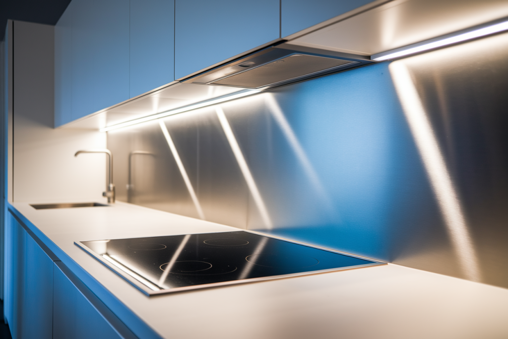 cuisine-moderne-credence-inox-eclairage