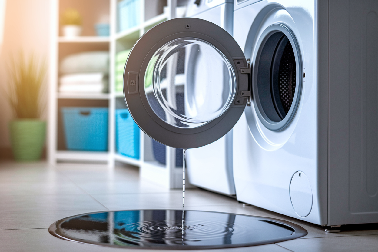 machine-a-laver-flaque-eau-buanderie