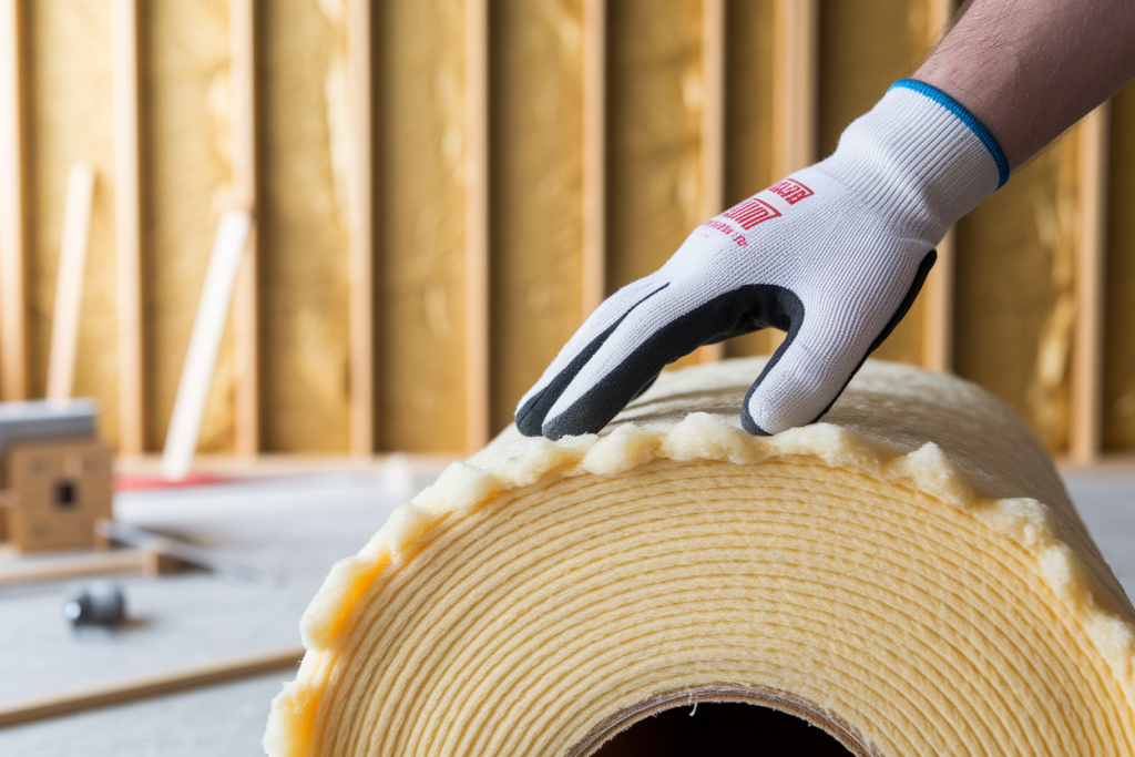main-gant-isolation-jaune-chantier
