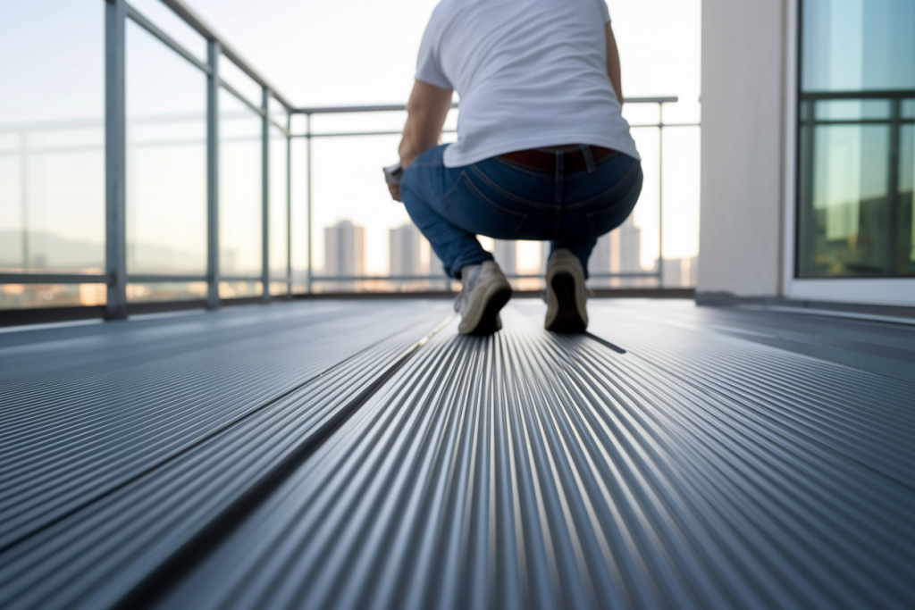 personne-agenouilee-balcon-impermeabilisation